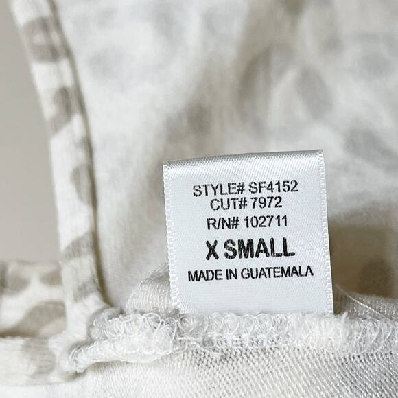 Gibson Look Leopard Cowl Neck Sweater Oatmeal Cream Pink XSmall XS Womens - Picture 7 of 9